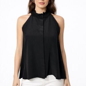 Alexis NWT Blanche Top Women's XS Black Silk Halter Ruffle Evening Elegant Chic